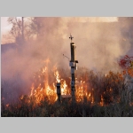 burning of the prairie wildflower plot with the CHMF weather station in the foreground